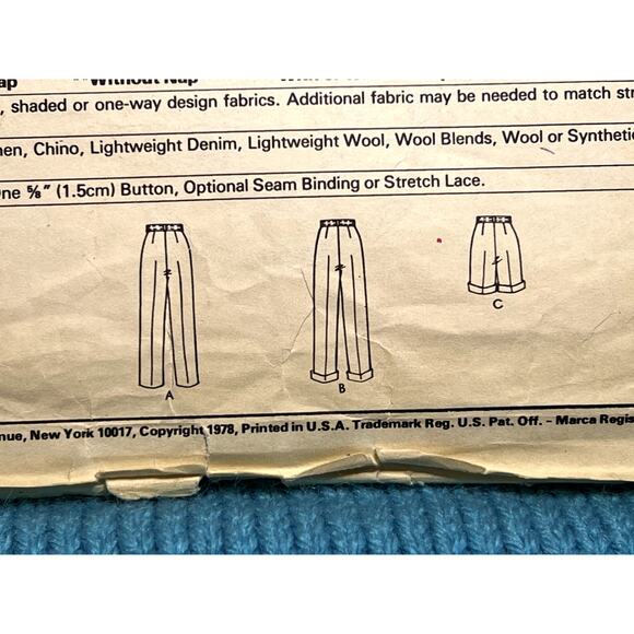 McCalls 6421 sewing pattern Pant straight leg shorts size 10 12 14 - Picture 6 of 6